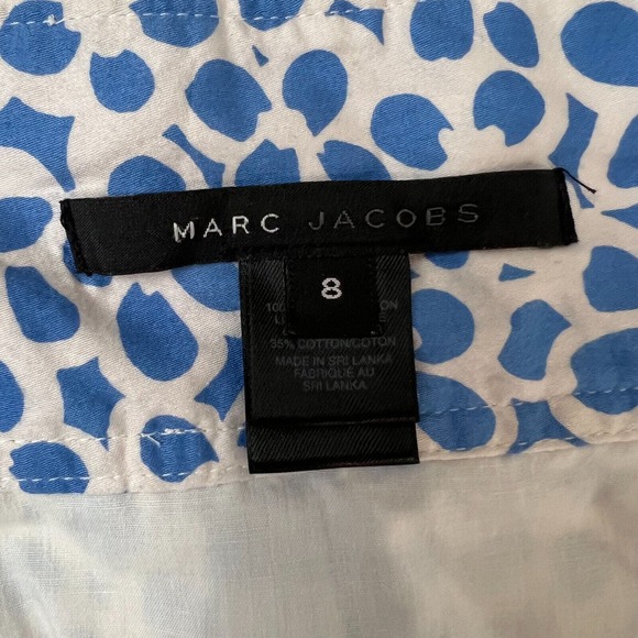 Marc Jacobs Mini Skirt Size 8 Blue White Floral Print Pleated Ruffle Hem Cotton - Picture 10 of 14
